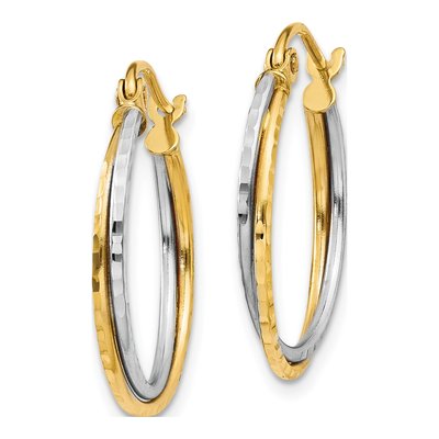 14K Two-Tone Gold 20mm Twisted Hoop Earrings – view 3