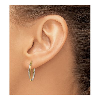 14K Two-Tone Gold 20mm Twisted Hoop Earrings – view 4