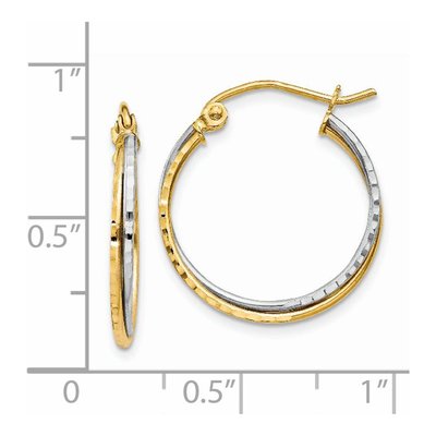 14K Two-Tone Gold 20mm Twisted Hoop Earrings – view 5