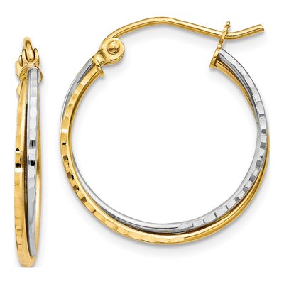 14K Two-Tone Gold 20mm Twisted Hoop Earrings
