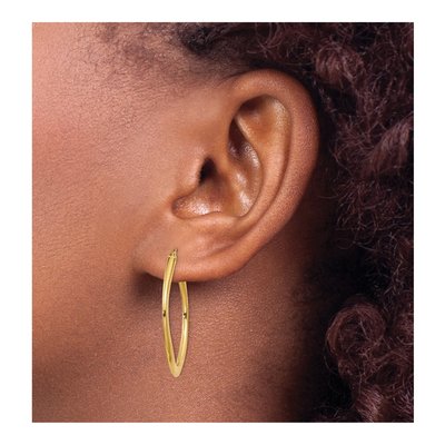 14K Yellow Gold 30mm Tapered Square Hoop Earrings – view 4