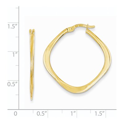 14K Yellow Gold 30mm Tapered Square Hoop Earrings – view 5