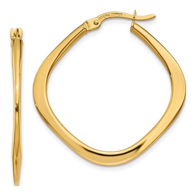 14K Yellow Gold 30mm Tapered Square Hoop Earrings