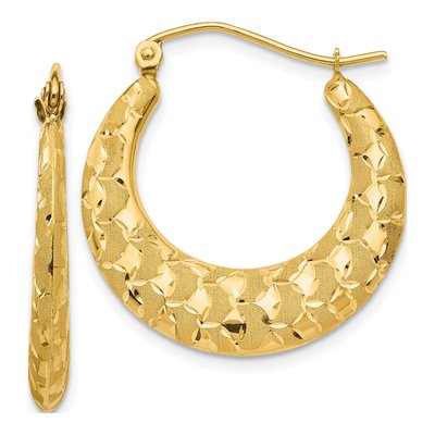 14K Yellow Gold 26mm Laser-Cut Hoop Earrings