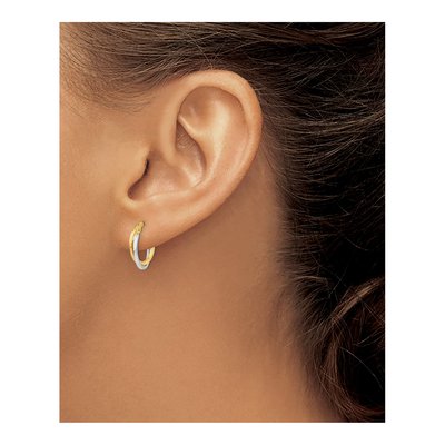 14K Two-Tone Gold Hollow Hoop Earrings – view 4