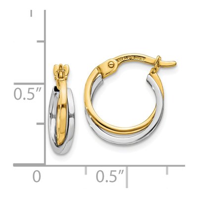 14K Two-Tone Gold Hollow Hoop Earrings – view 5