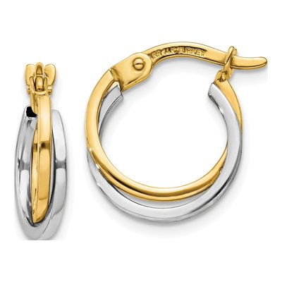 14K Two-Tone Gold Hollow Hoop Earrings