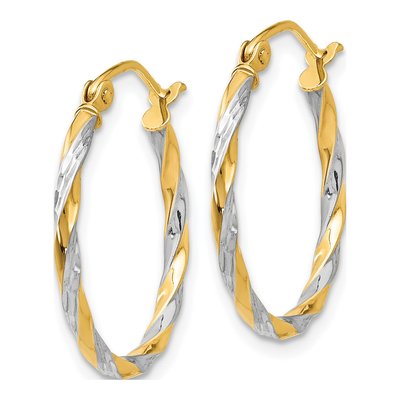 14K Yellow Gold 21mm Twisted Hoop Earrings – view 3