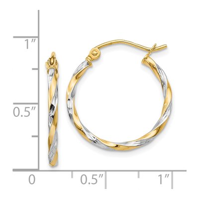 14K Yellow Gold 21mm Twisted Hoop Earrings – view 5