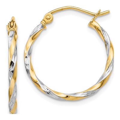 14K Yellow Gold 21mm Twisted Hoop Earrings