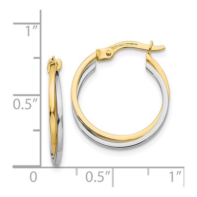 14K Two-Tone Gold Hollow Hoop Earrings – view 5