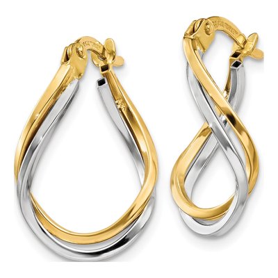 14K Two-Tone Gold 16mm Twisted Hoop Earrings – view 3