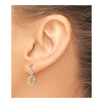 14K Two-Tone Gold 16mm Twisted Hoop Earrings – view 4