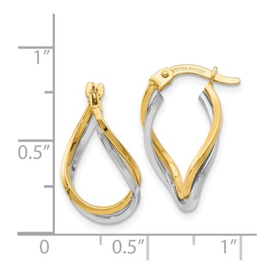 14K Two-Tone Gold 16mm Twisted Hoop Earrings – view 5