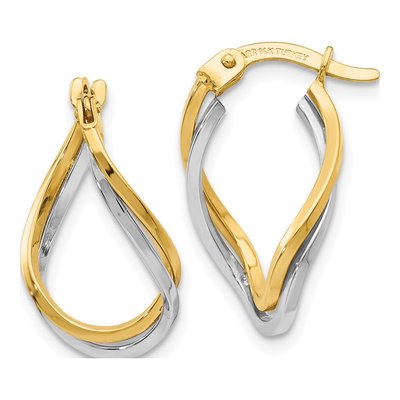 14K Two-Tone Gold 16mm Twisted Hoop Earrings
