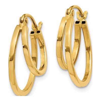 14K Yellow Gold 17mm Double Hoop Earrings – view 3