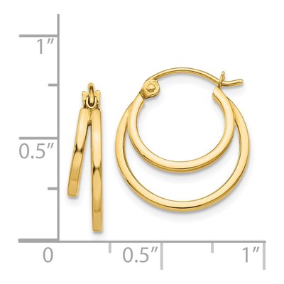 14K Yellow Gold 17mm Double Hoop Earrings – view 5