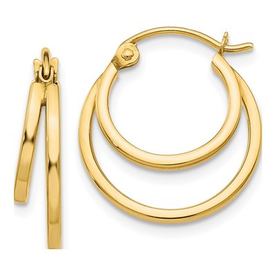 14K Yellow Gold 17mm Double Hoop Earrings