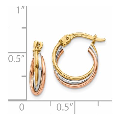 14K Tri-Color Gold Twisted Hoop Earrings – view 5