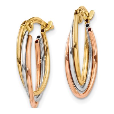 14K Tri-Color Gold Twisted Hoop Earrings – view 2