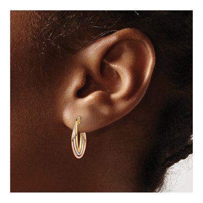 14K Tri-Color Gold Twisted Hoop Earrings – view 3