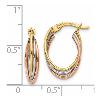 14K Tri-Color Gold Twisted Hoop Earrings – view 4