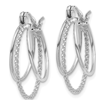 14K White Gold Textured Circle Hoop Earrings – view 3