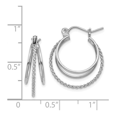 14K White Gold Textured Circle Hoop Earrings – view 5