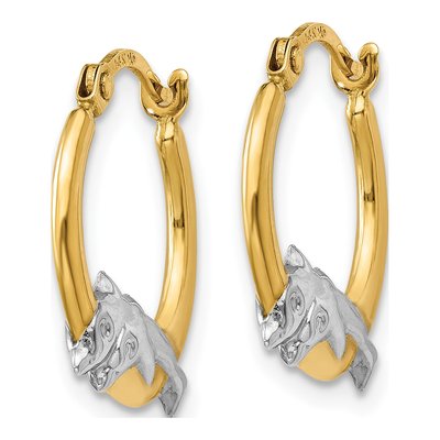 14K Yellow Gold Dolphin Hoop Earrings – view 3