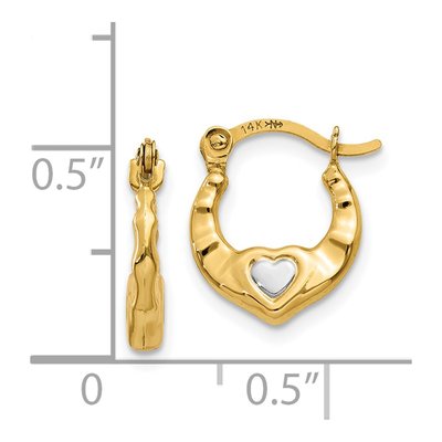 14K Gold & Rhodium Heart Hoop Earrings – view 5