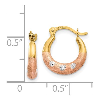 14K Yellow Gold 15mm Flower Hoop Earrings – view 5