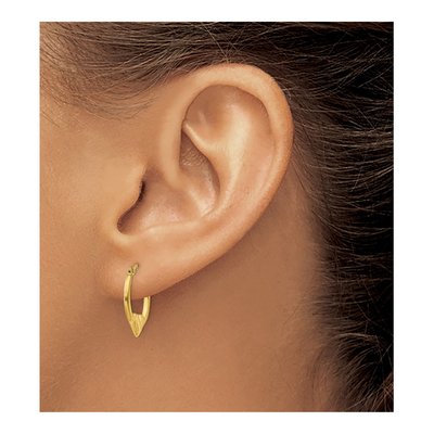 14K Yellow Gold Heart Hoop Earrings – view 4