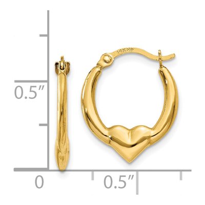 14K Yellow Gold Heart Hoop Earrings – view 5