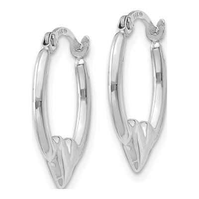 14K White Gold Heart Hoop Earrings – view 3