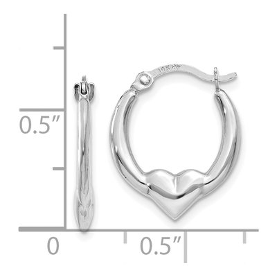 14K White Gold Heart Hoop Earrings – view 5