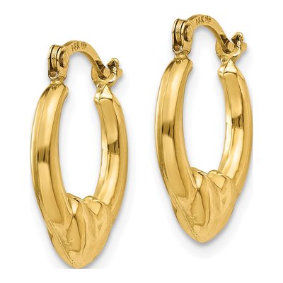 14K Yellow Gold Hollow Heart Hoop Earrings – view 3