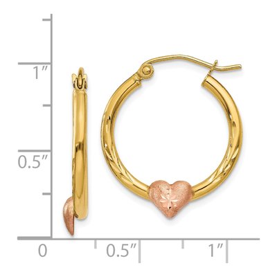 14K Two-Tone Gold Heart Hoop Earrings – view 5