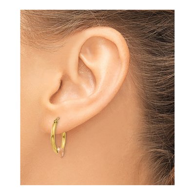 14K Two-Tone Gold Heart Diamond-Cut Hoop Earrings – view 4