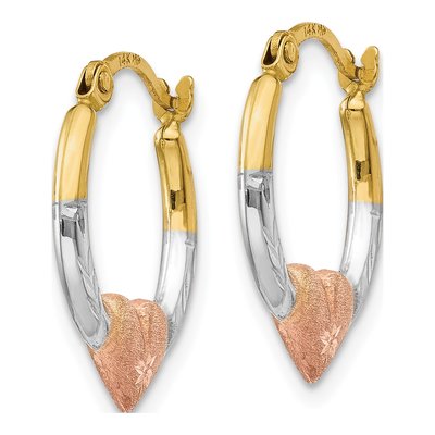 14K Yellow Gold 16mm Heart Hoop Earrings – view 3
