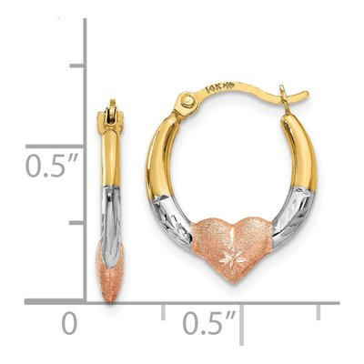 14K Yellow Gold 16mm Heart Hoop Earrings – view 5