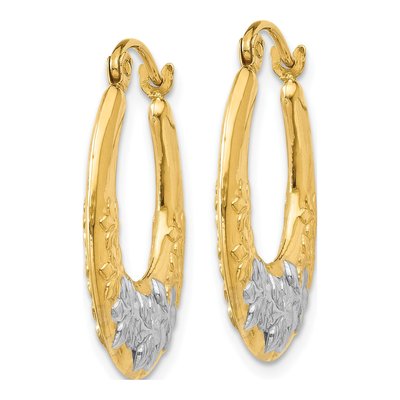 14K Yellow Gold Hollow Flower Hoop Earrings – view 3