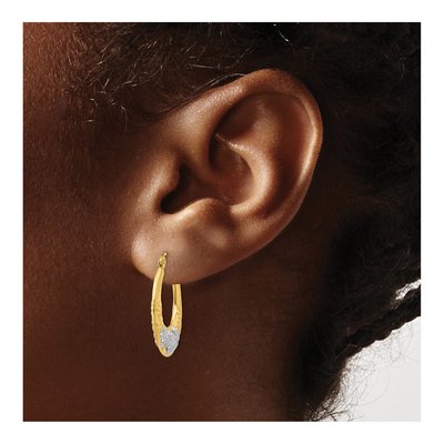 14K Yellow Gold Hollow Flower Hoop Earrings – view 4