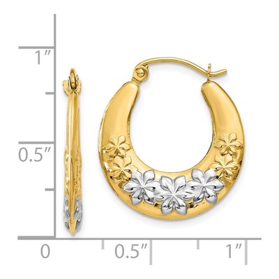 14K Yellow Gold Hollow Flower Hoop Earrings – view 5