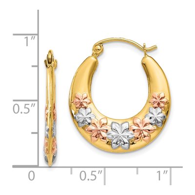 14K Yellow Gold Hollow Flower Hoop Earrings – view 5