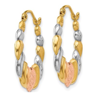 14K Yellow Gold 22mm Scalloped Heart Hoop Earrings – view 3