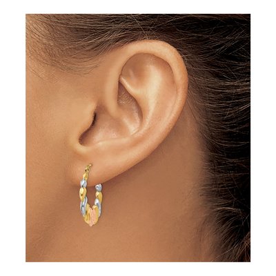 14K Yellow Gold 22mm Scalloped Heart Hoop Earrings – view 4