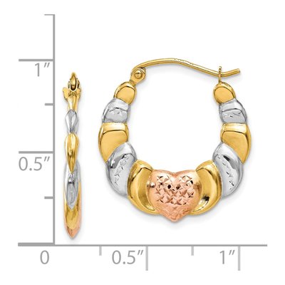 14K Yellow Gold 22mm Scalloped Heart Hoop Earrings – view 5