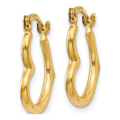 14K Yellow Gold Heart Hoop Earrings – view 3