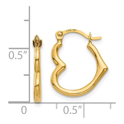 14K Yellow Gold Heart Hoop Earrings – view 5
