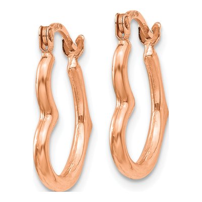 14K Rose Gold Heart Shaped Hollow Hoop Earrings – view 3